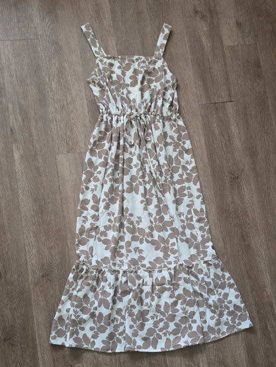 COMO BLUE Dresses & Skirts - Neutral Floral Tie-Front Maxi Sundress
